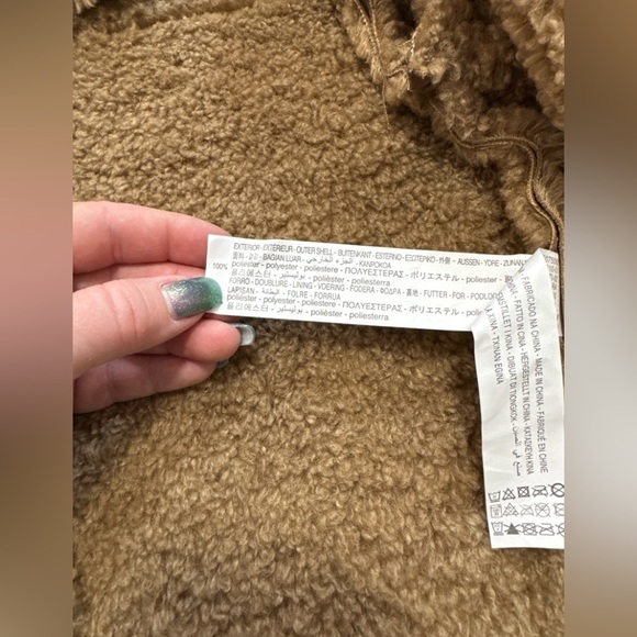 NWT ZARA toddler tan faux suede shearling hooded tan button up coat (9-12 mths) - Picture 3 of 8